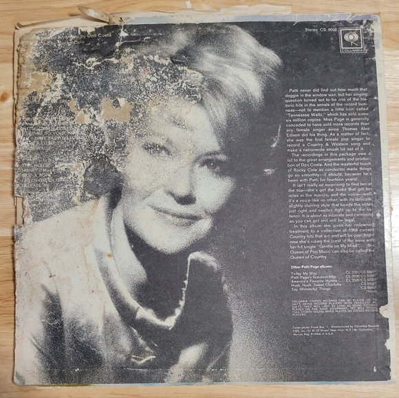 Vintage Patti Page Gentle On My Mind LP 1968 Columbia Stereo Little Green Apples - Picture 4 of 4
